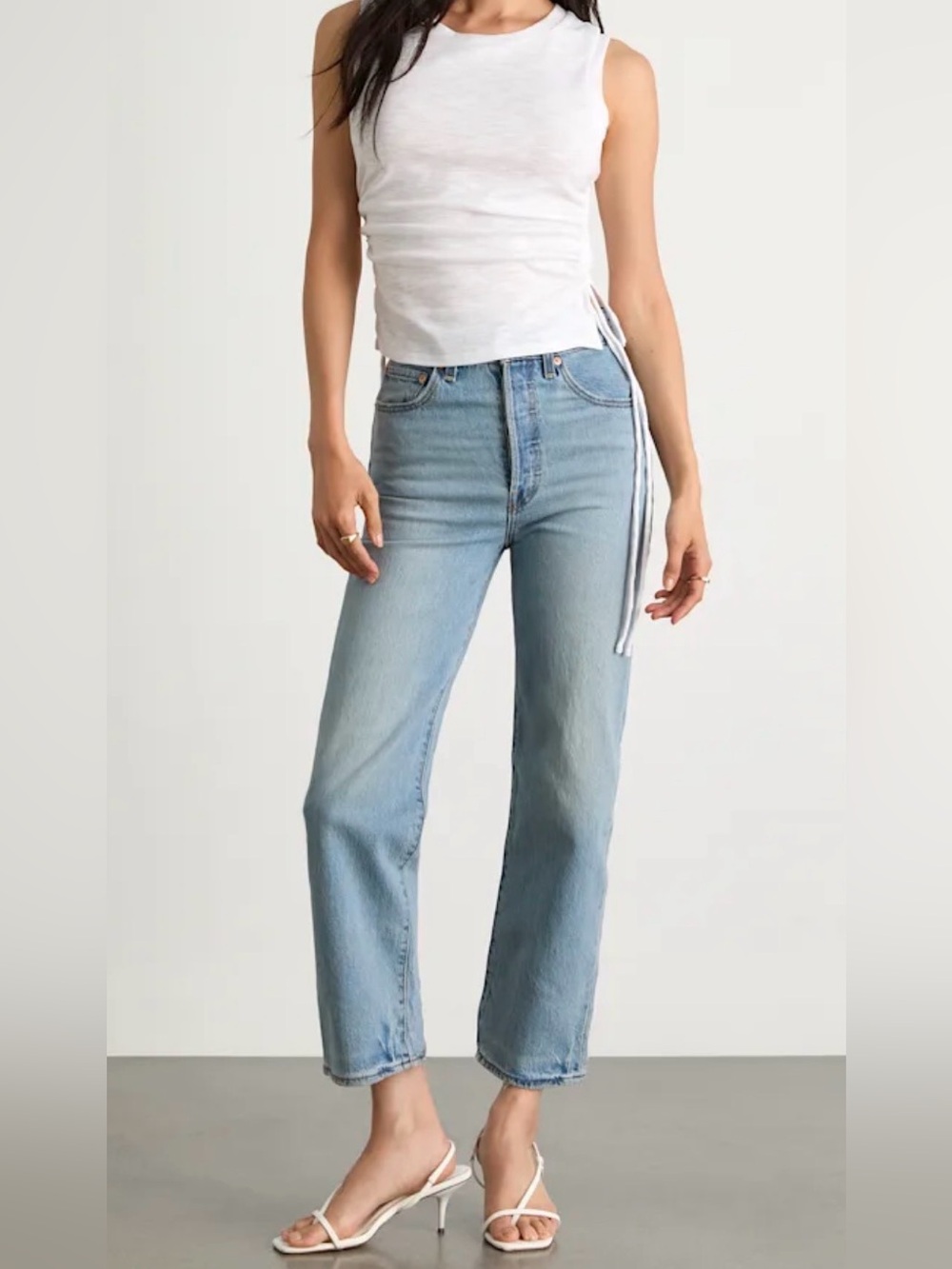 Levi's Ribcage Straight Ankle Light Blue High Rise Straight Jeans 28x29